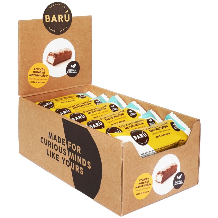 Barú Crunchy Hazelnut Milk Chocolate Marshmallow Bar 30 g - Box 18 pcs