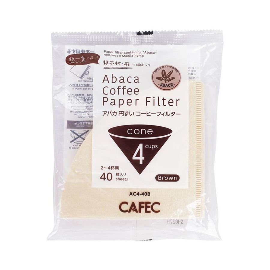 CAFEC ABACA Cone-Shaped filterpapper 4 koppar, brun 40 st