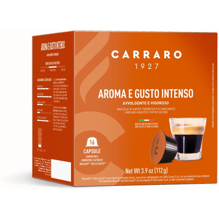 Carraro 1927 Aroma e Gusto Intenso Dolce Gusto®-yhteensopiva kahvikapseli, 16 kpl