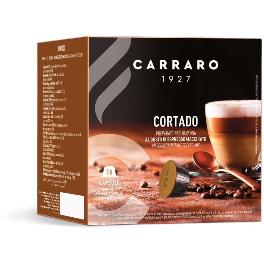 Carraro 1927 Cortado Dolce Gusto® Compatible Coffee Capsules, 16 pcs