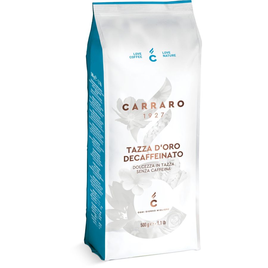 Carraro 1927 Tazza d'Oro Decaffeinato kofeiiniton kahvi 500 g kahvipavut