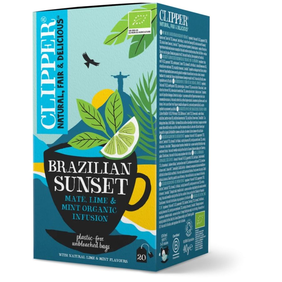 Clipper Brazilian Sunset Mate, Lime & Mint Organic Infusion, 20 teepussia