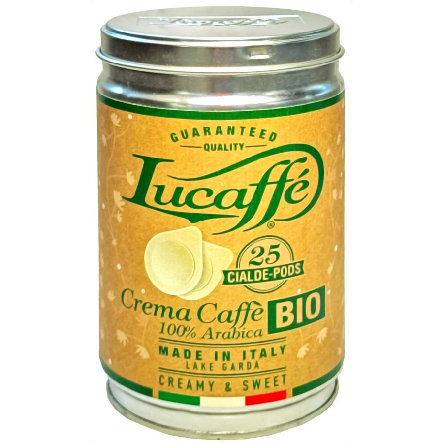 Lucaffé Crema Caffè Bio 100 % Arabica espressonapit 25 kpl - purkki