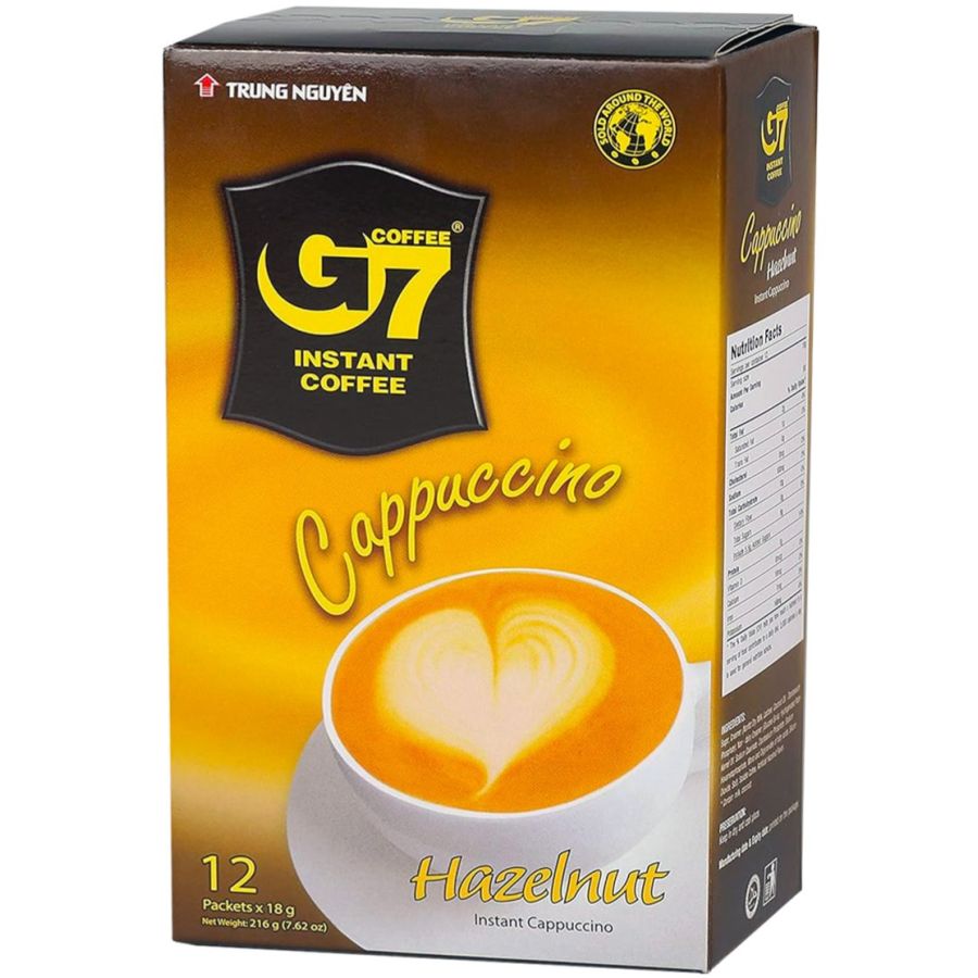 Trung Nguyen G7 Cappuccino Hazelnut Instant Coffee 12 x 18 g Sachets