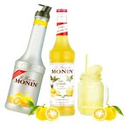 Monin Cloudy Lemonade Base 700 ml + Monin Le Fruit Yuzu -hedelmäpyree 1 l
